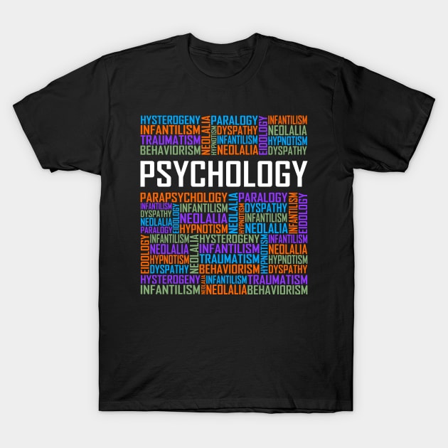 Psychology Words T-Shirt by LetsBeginDesigns